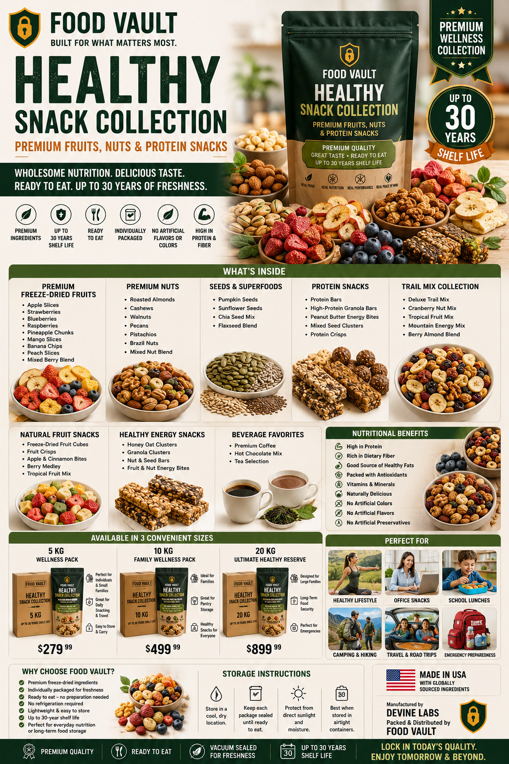 Premium Wellness Collection - Wholesome Nutrition • Delicious Taste • Ready to Eat • Up to 30 Years of Freshness