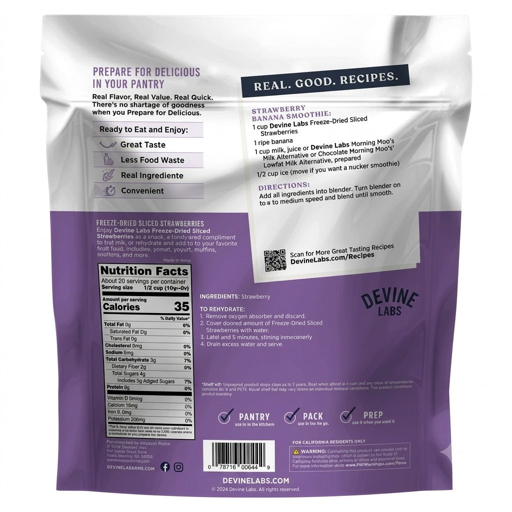 Freeze Dried Sliced Strawberries Family Size Pouch, 20 Servings