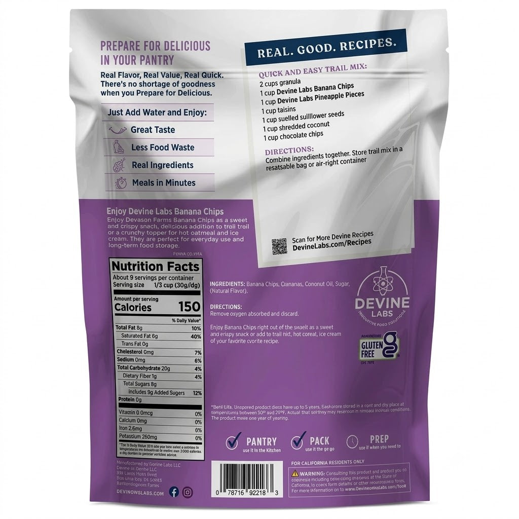 Sweetened Banana Chips Pouch, 9 Servings