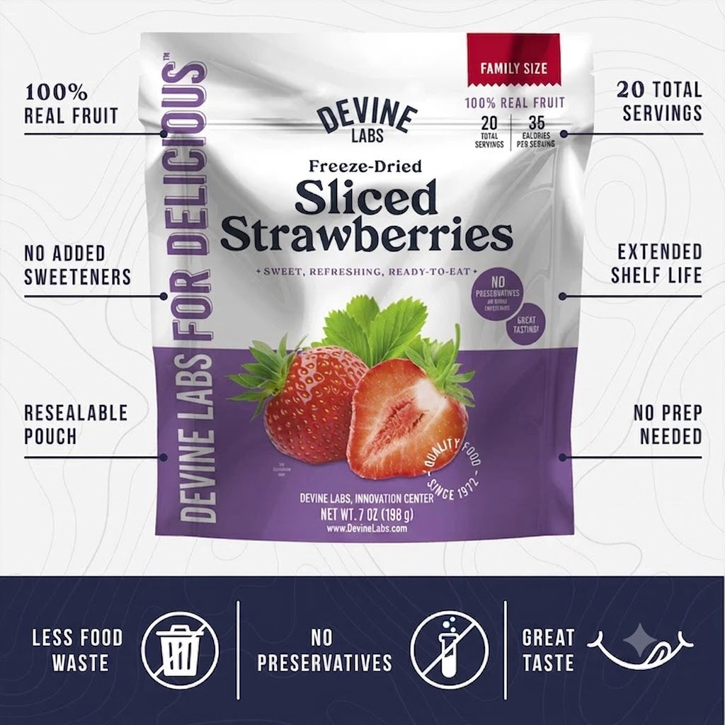 Freeze Dried Sliced Strawberries Family Size Pouch, 20 Servings
