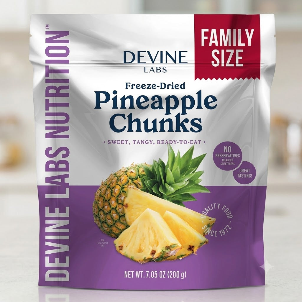 Freeze Dried Pineapple Chunks Family Size Pouch, 20 Servings